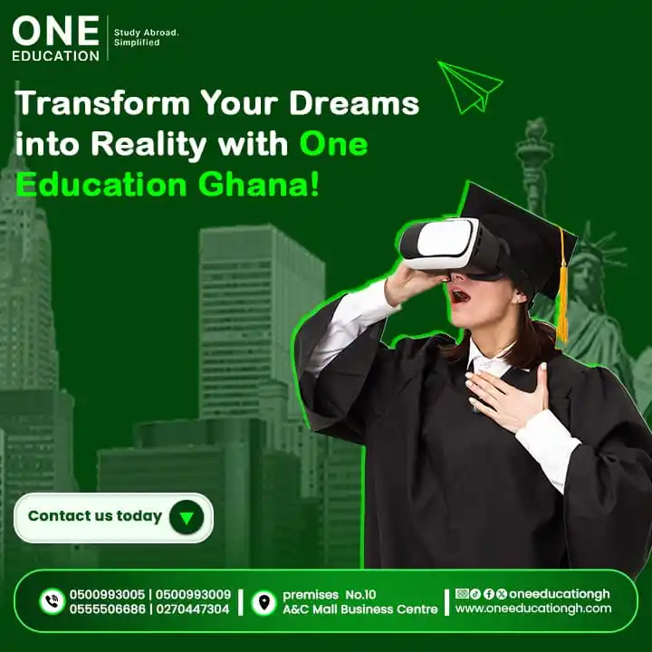 Image from STUDY ABROAD with ONE EDUCATION GHANA - East Legon: 🎯 *Turn Your Study Abroad Dream into Reality — The One Education Ghan...