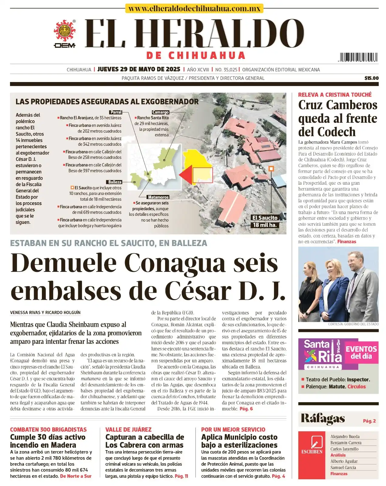 Image from El Heraldo de Chihuahua: ☀️ *¡Buenos días!* 🌡️ *Temperatura para hoy* Mínima 18°C | Máxima 35°...