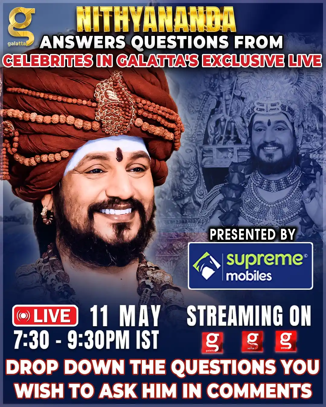 Image from Galatta Media: Nithyananda Answers Celebrities Questions ✨ Galatta's Exclusive Live ...