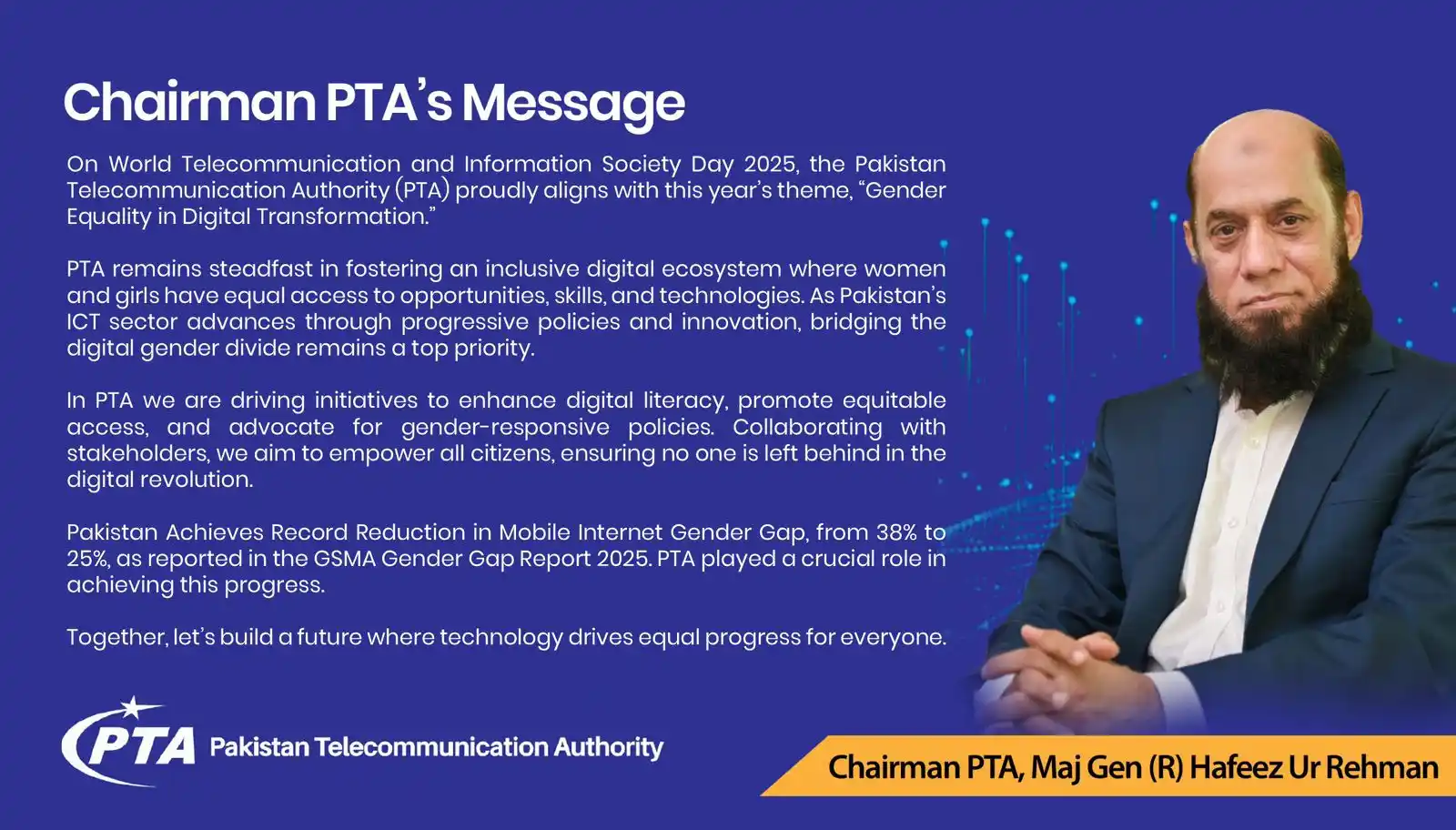 Image from EhsanTechCorner Official: Chairman PTA's Message On World Telecommunication and Information Soc...
