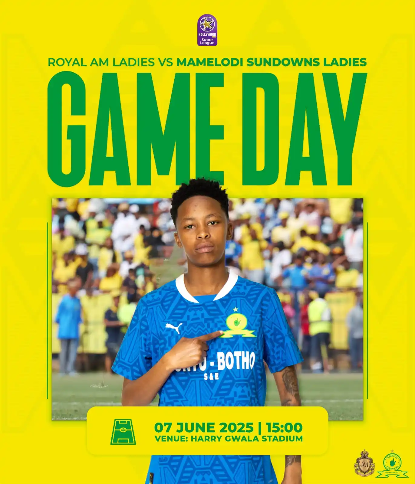 Image from Mamelodi Sundowns Football Club: ๐จ๐ ๐ผ ๐ ๐ ๐ฟ ๐ผ ๐๐จ ๐ Royal AM โฐ 15H00 ๐ Harry Gwala Stadium...