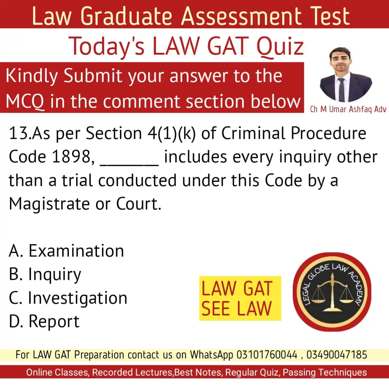 Image from LEGAL GLOBE LAW ACADEMY: ✅️ _LAW Graduate Assessment Test_ *<a class="text-blue-500 hover:under...