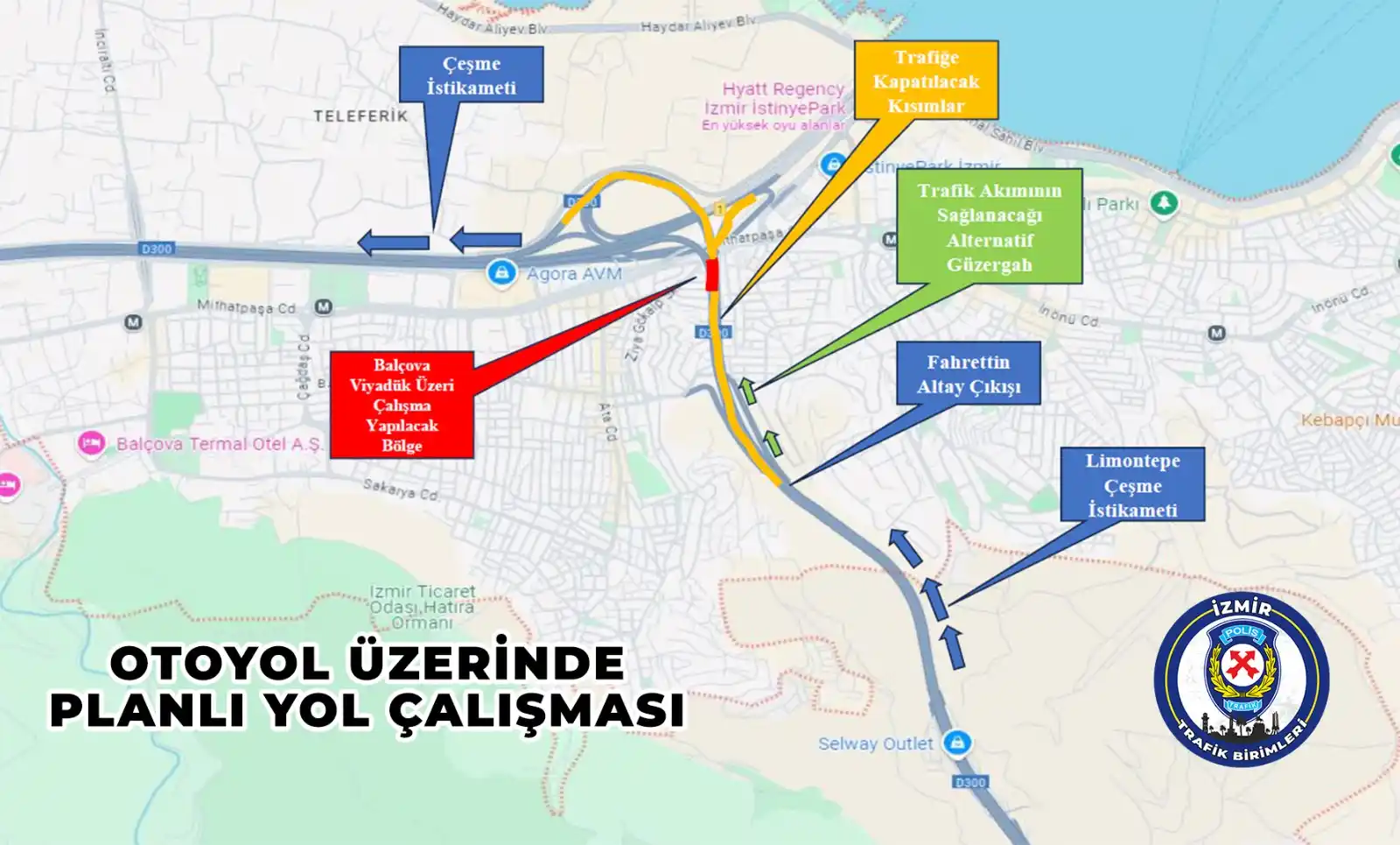 Image from İzmir Emniyet Müdürlüğü Trafik Birimleri: *OTOYOL ÜZERİNDE PLANLI YOL ÇALIŞMASI* 🚧 ⚠️ Otoyol üzeri 13.05.2025 g...