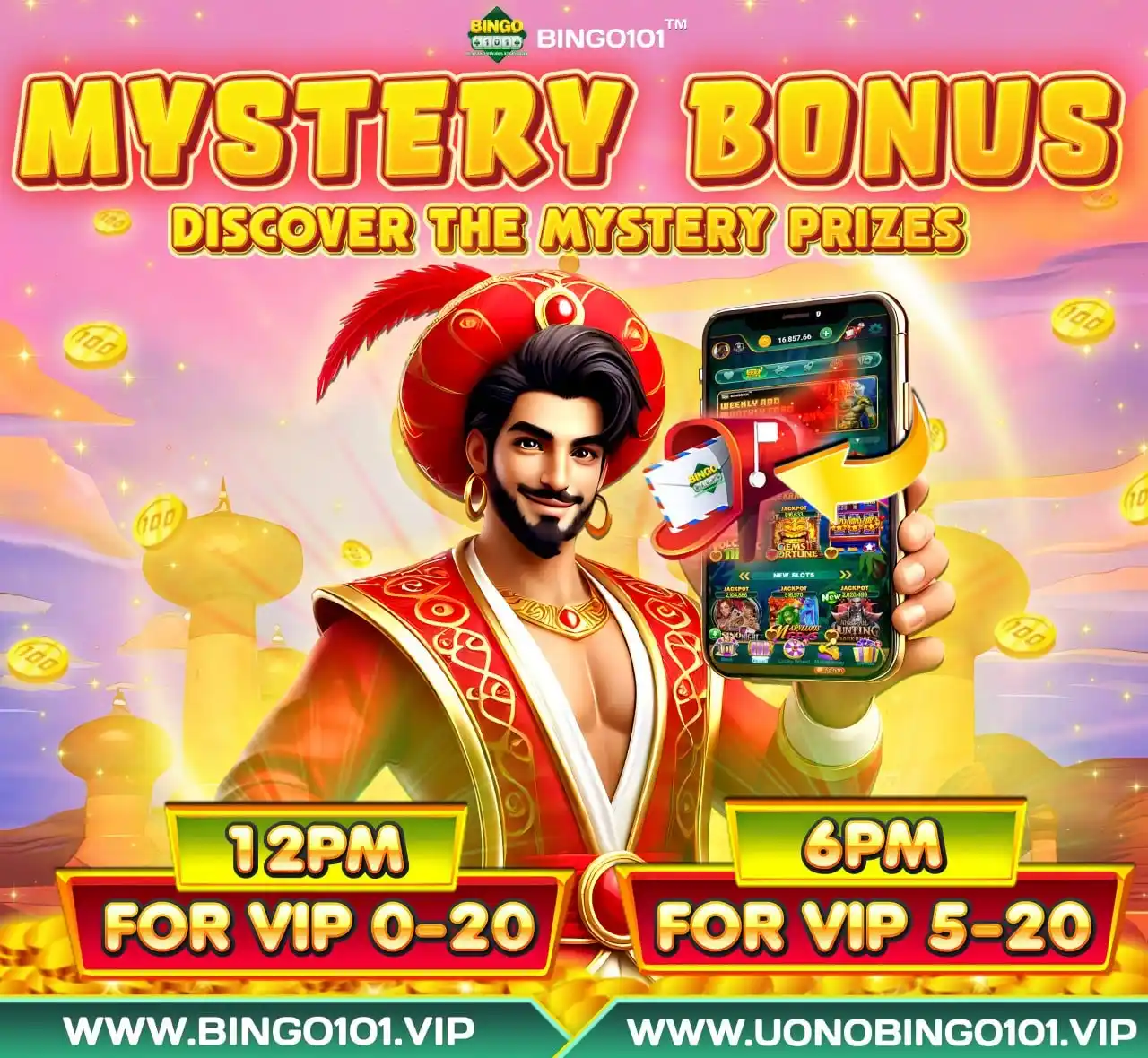 Image from BINGO101 Official: 12PM - MYSTERY - BONUS Daily Mystery Bonus aapake inabox mein intazaa...