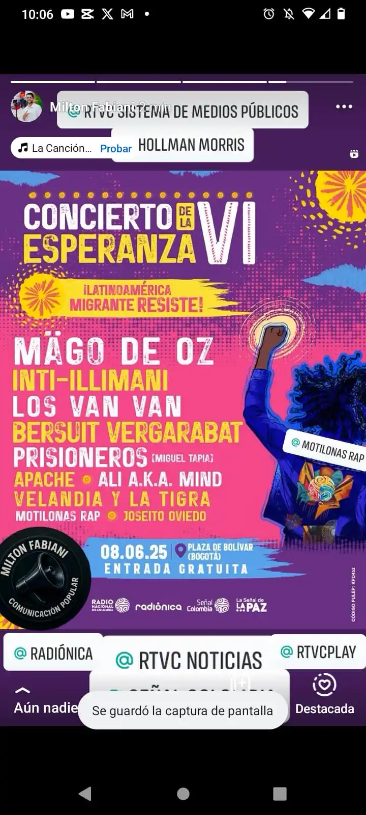 Image from Milton Fabiani: *🎶✨ CONCIERTO DE LA ESPERANZA: CUBRIMIENTO ESPECIAL 🎥🤳🏼* Este domi...
