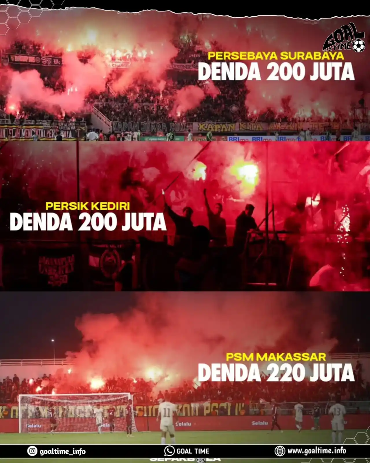 Image from GOAL TIME: DENDA Beberapa klub Liga 1 mengumumkan sanksi Komdis PSSI akibat penya...