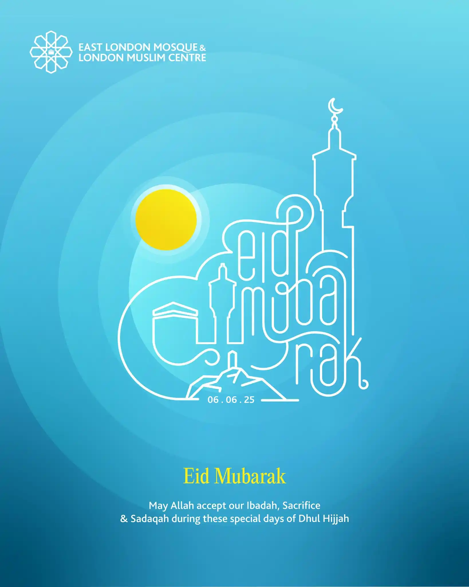Image from East London Mosque & London Muslim Centre: 🎉 *Eid Mubarak to everyone from the East London Mosque* May Allah ac...
