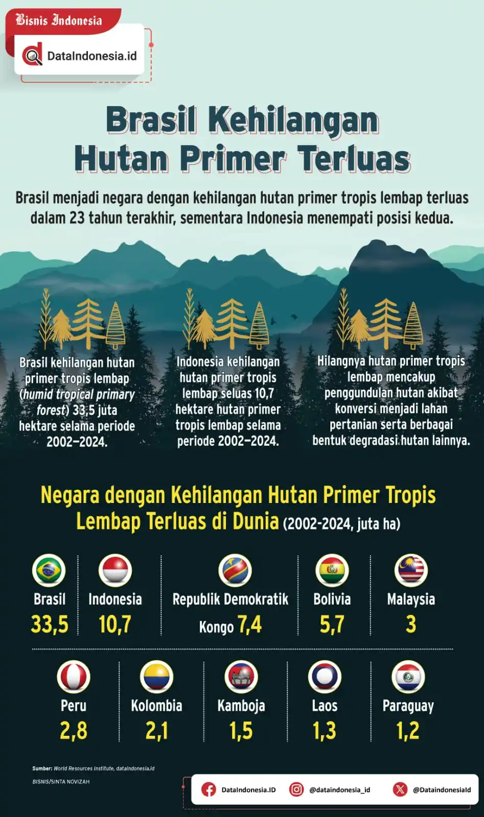 Image from Bisnis Indonesia Group: [INFOGRAFIK] Brasil Kehilangan Hutan Primer Terluas...
