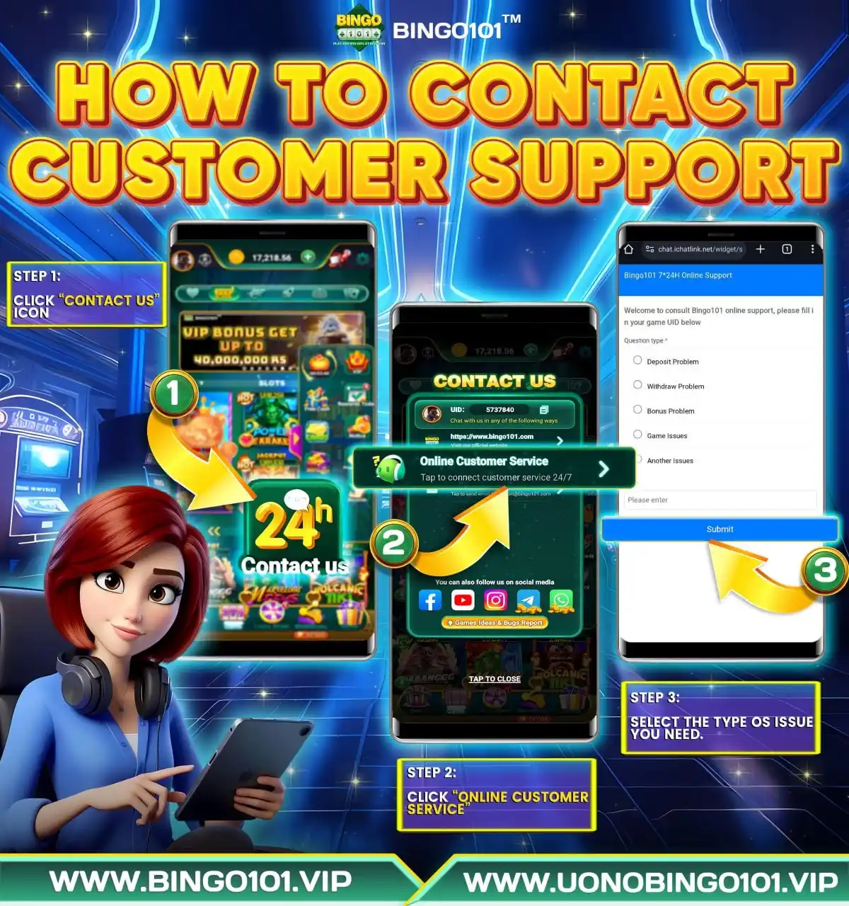 Image from BINGO101 Official: ❤️Online Customer Service❤️❤️ ➡️ Step 1. Click "Contact Us" ➡️ Step 2...