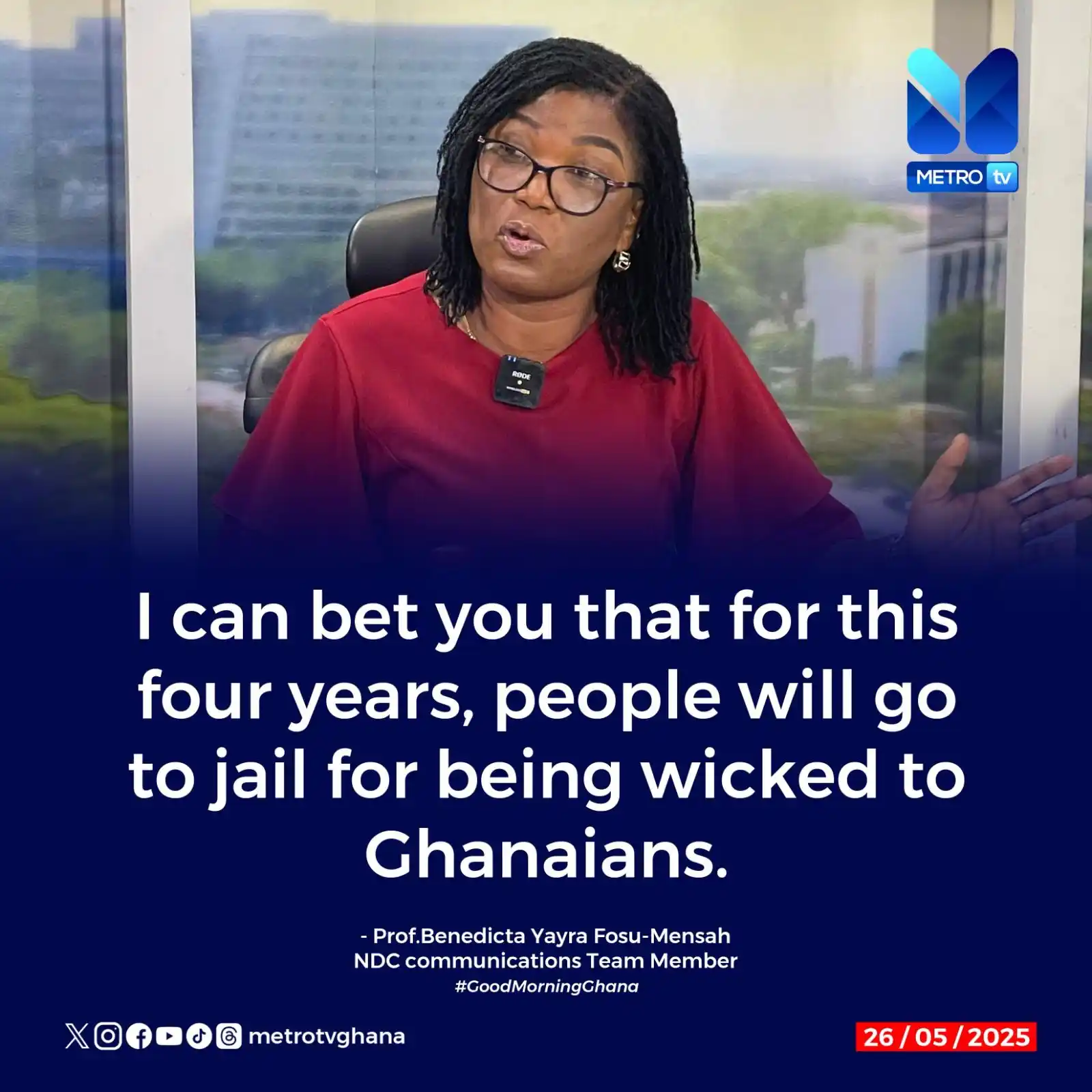 Image from Metro TV Ghana: People will be jailed - Prof Benedicta Yayra Fosu-Mensah warns the NPP...