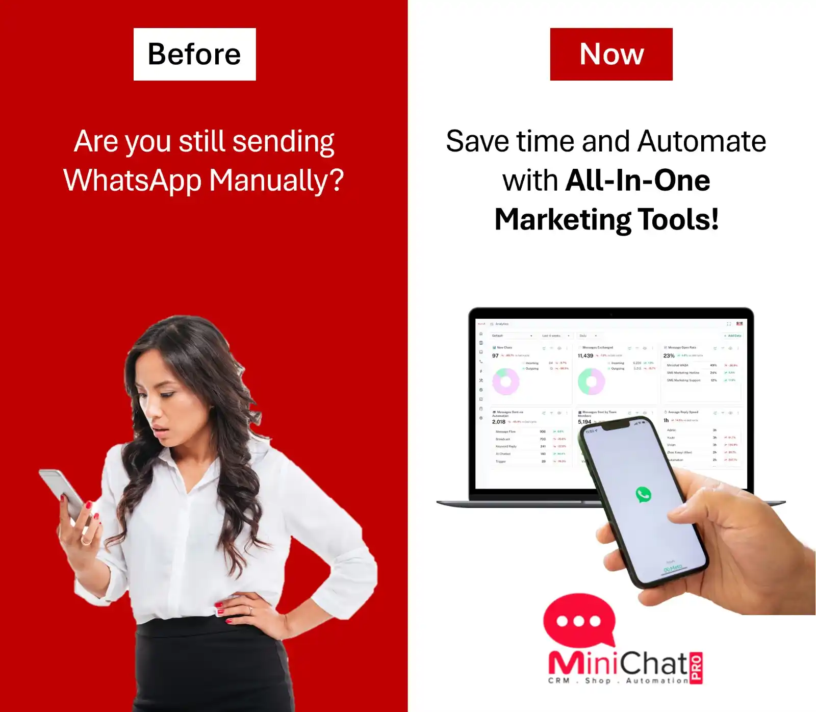 Image from SME Marketing SME Bosses Connect 🇸🇬: *🚨 Still sending WhatsApp messages manually? 😩*  It’s time to LEVEL ...