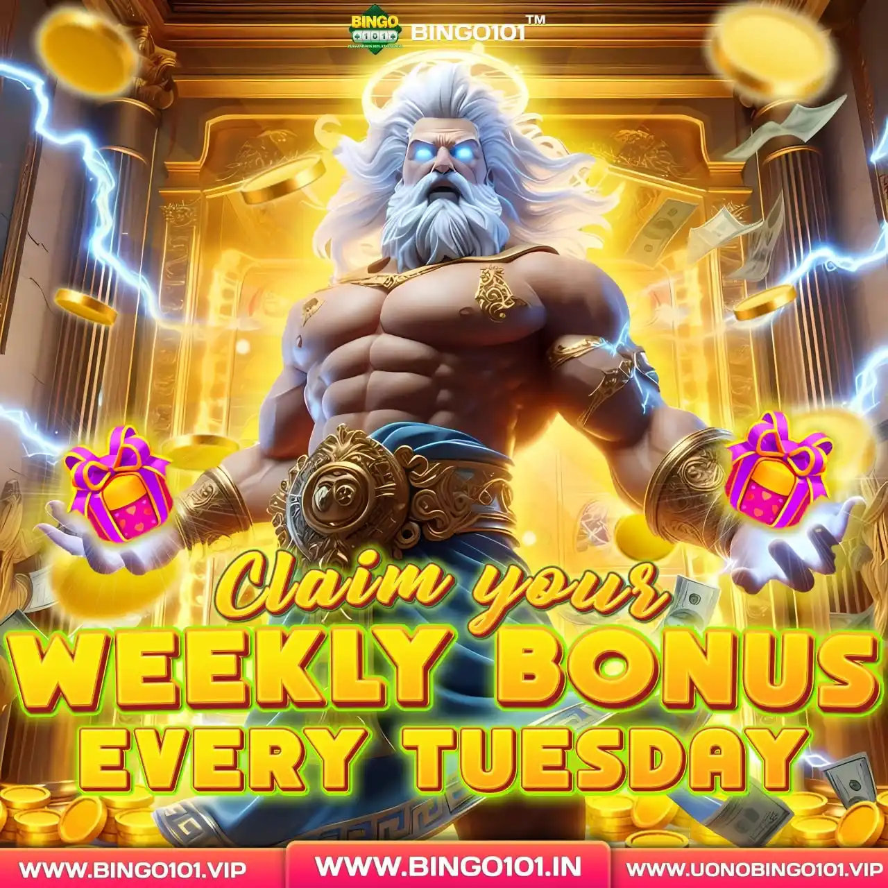 Image from BINGO101 Official: WEEKLY BONUS - EVERY TUESDAY 💰PLAY AT BINGO101 GET: 🤓DAILY LOGIN B...