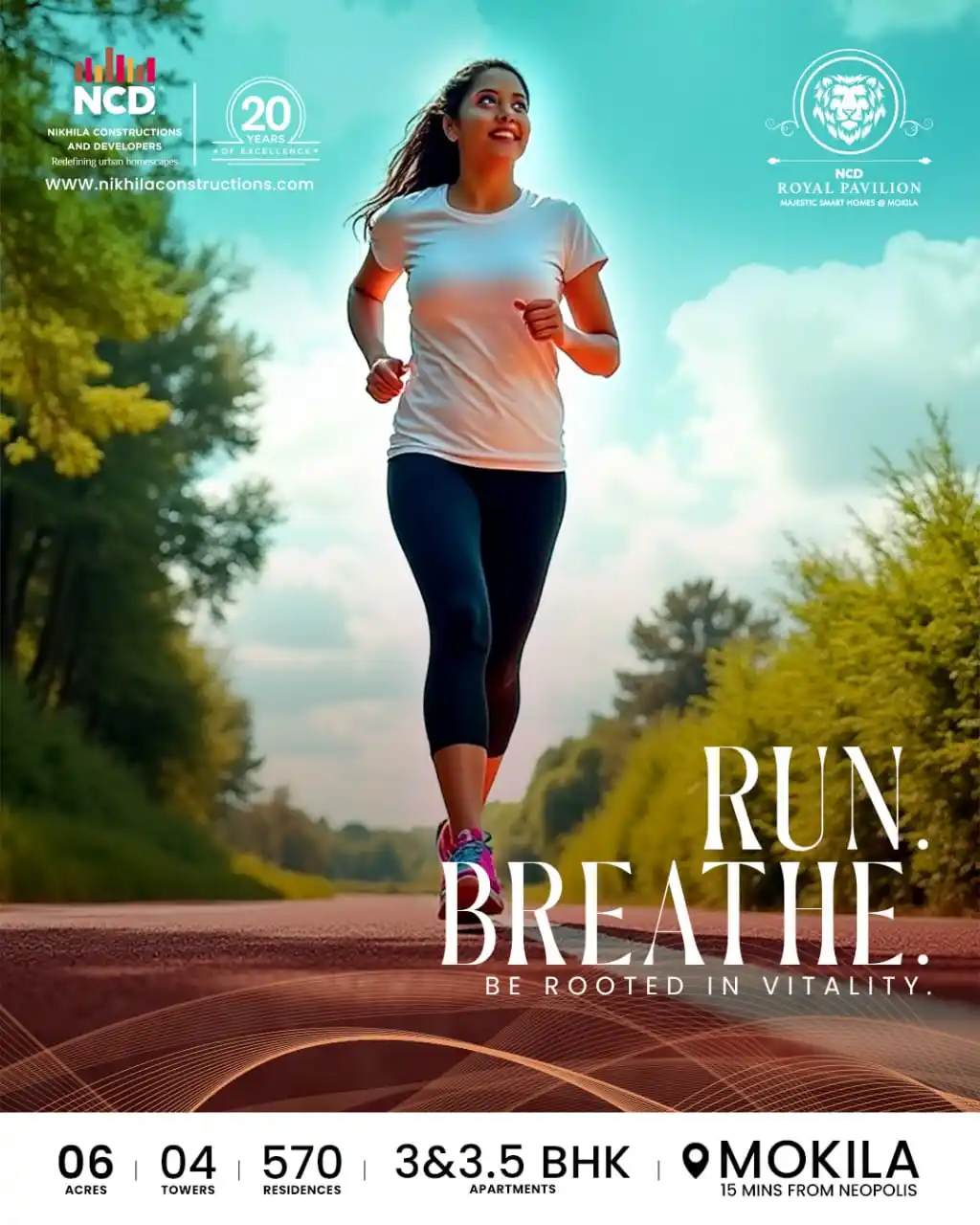 Image from Nikhila Constructions and Developers: Breathe in the freshness, stride into a healthier you. Run. Breathe. B...