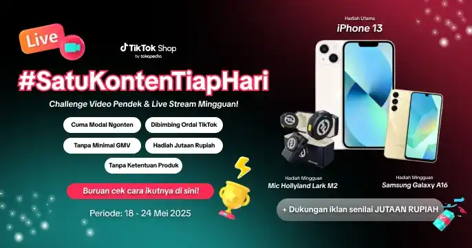 Image from Informasi Pusat Afiliasi Tiktok Shop by Tokopedia ✨🥰: 🏆 Challenge Ngonten Konsisten Ala Ordal 💸 Masih susah ngonten secar...