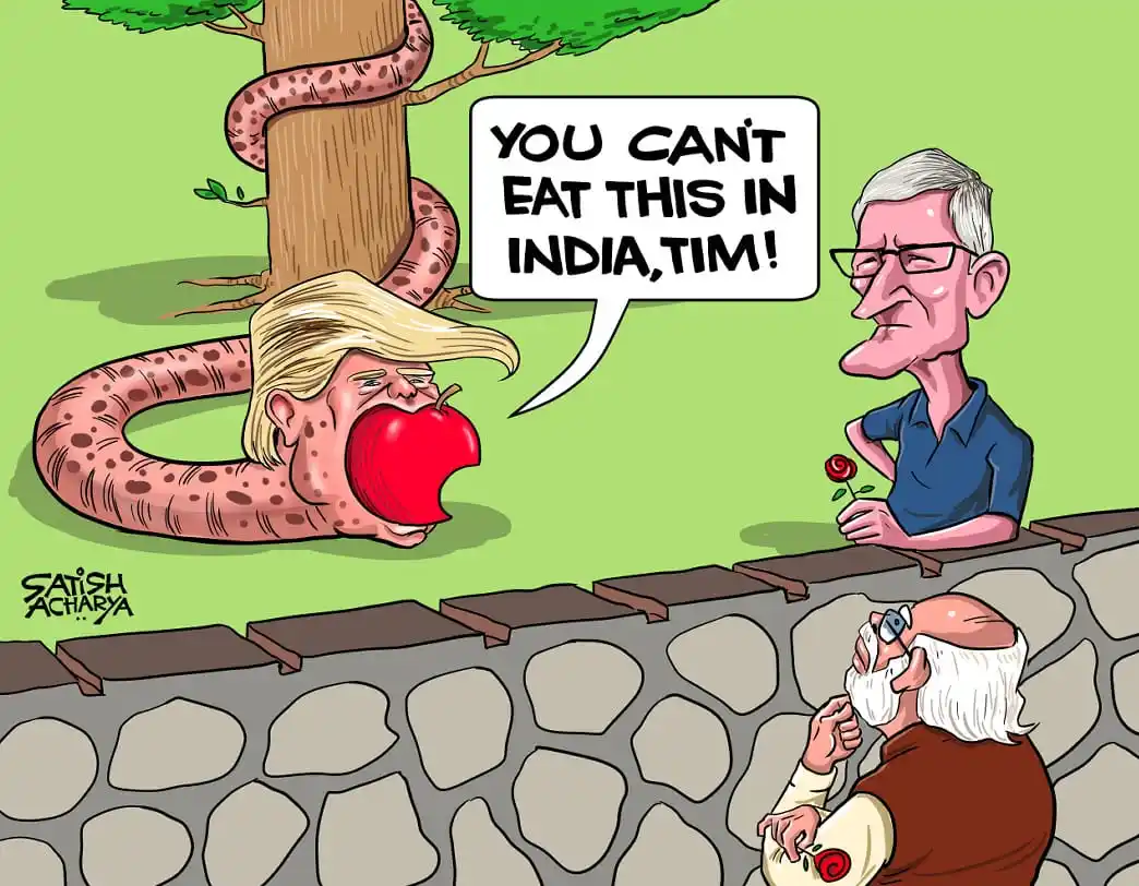Image from Cartoonist Satish Acharya: Donald Trump and Apple! <a class="text-blue-500 hover:underline cursor...