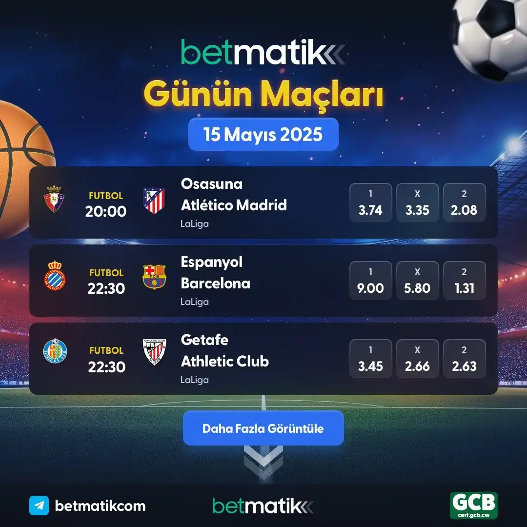Image from Betmatik ®: 🐝 Günün En Heyecanlı Maçları, En Yüksek Oranlarla Betmatik’te! 📺 C...