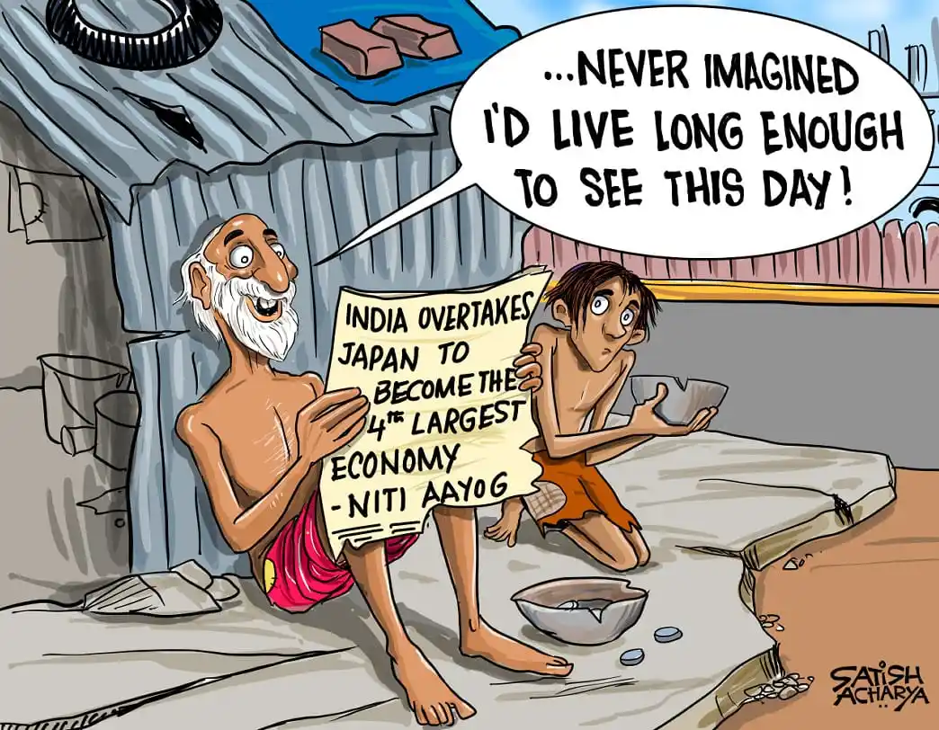 Image from Cartoonist Satish Acharya: India overtakes Japan to become the fourth largest economy! <a class="...