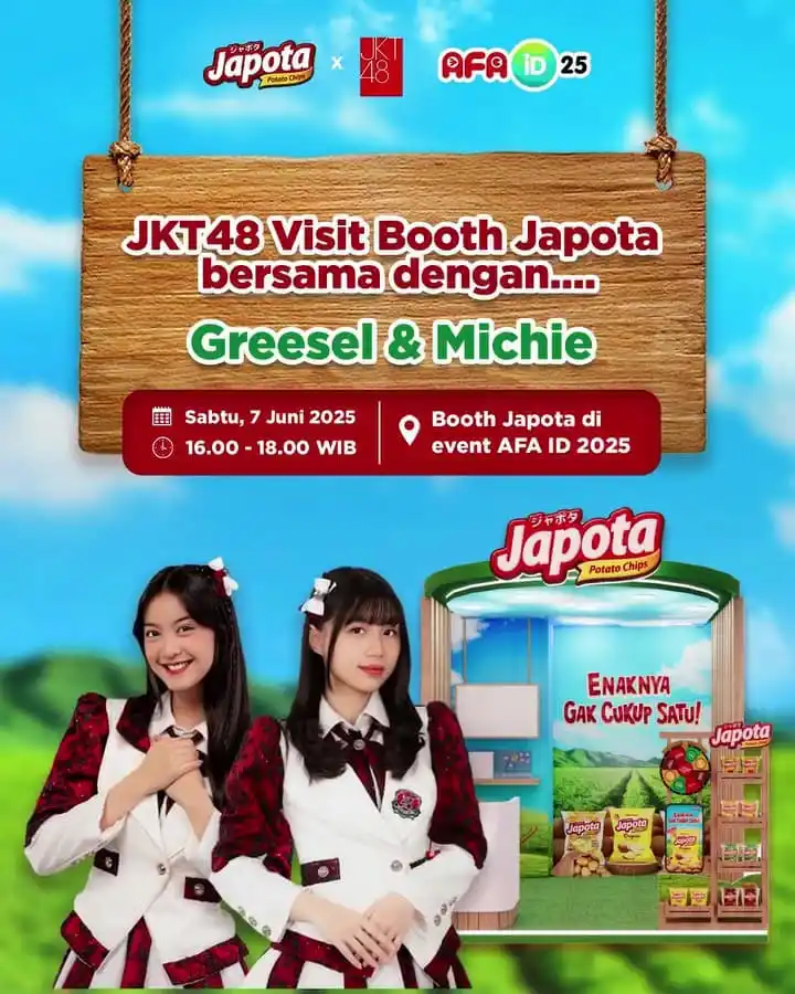 Image from JKT48 | SEPUTAR JEKETIAN OFFICIAL: 🥔✨ Japota x JKT48 Hadir di AFA ID 2025! ✨🥔 Siap-siap ketemu Greesel ...