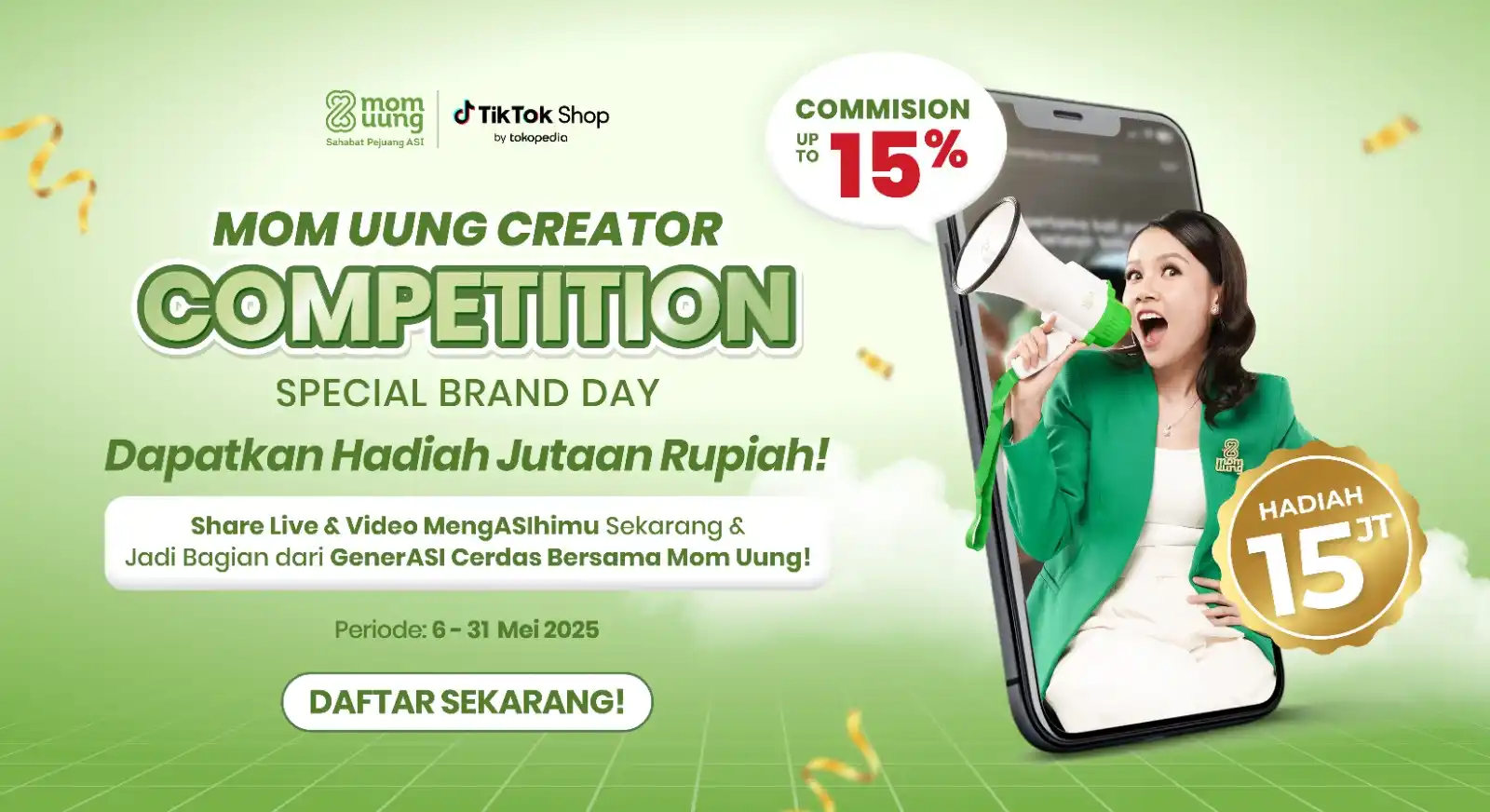 Image from Informasi Pusat Afiliasi Tiktok Shop by Tokopedia ✨🥰: 🎉 MOM UUNG VIDEO COMPETITION! 🎉 Total Hadiah 10.000.000 Rupiah! 🤑...