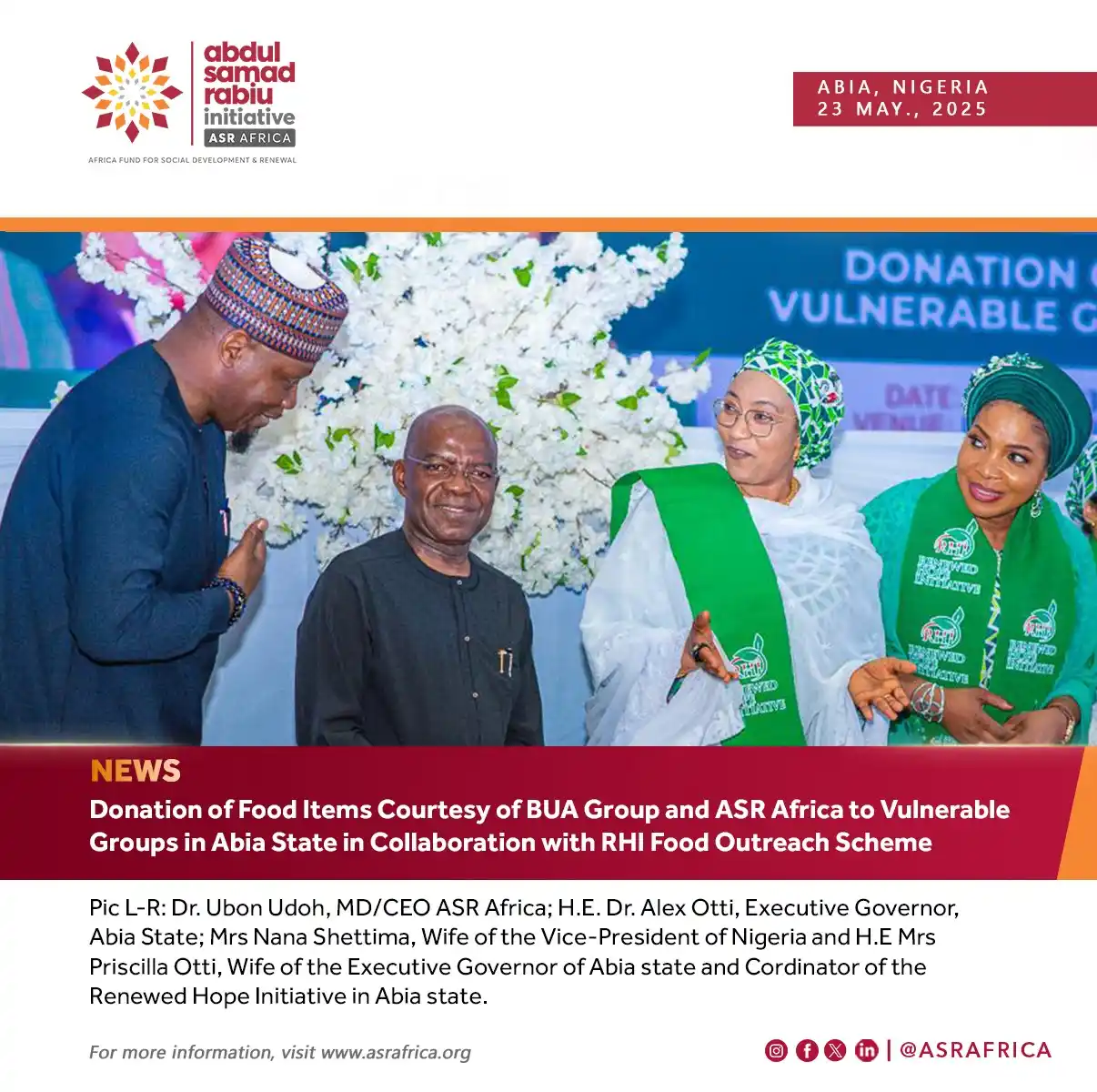 Image from BUA Group Updates: Official handover of palliatives courtesy of BUA Group and ASR Africa ...