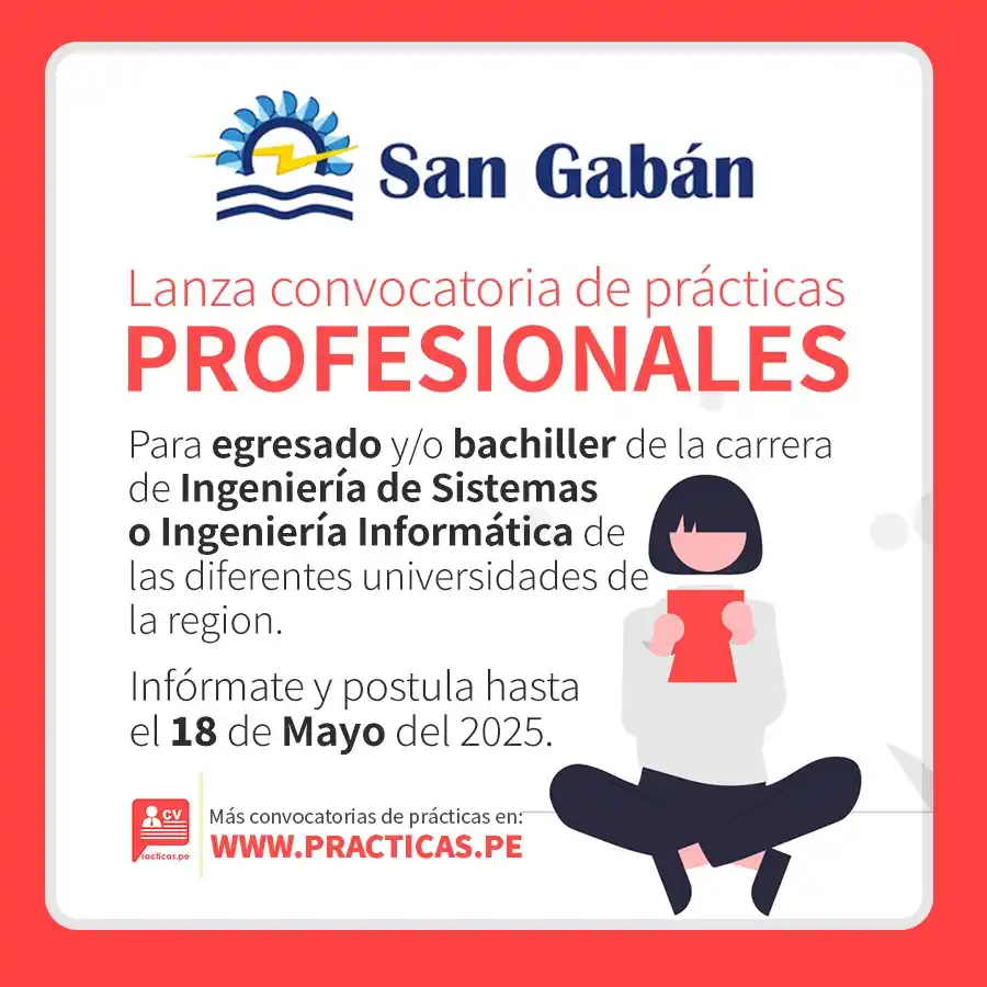 Image from Convocatorias Ing. De Sistemas: Empleos - Prácticas - Capacitaciones: 🎯 Prácticas en SAN GABAN S.A. - Puno Más información 👉 https://www...