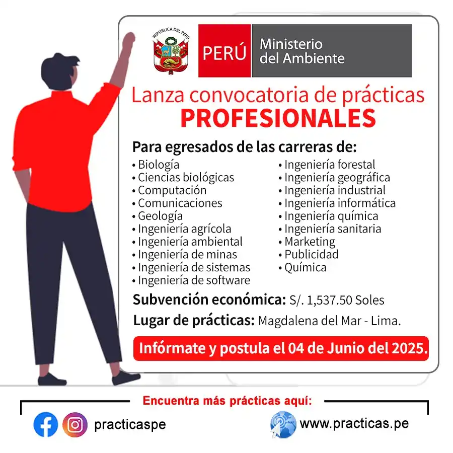 Image from Convocatorias Ing. De Sistemas: Empleos - Prácticas - Capacitaciones: Realiza tus Prácticas en MINISTERIO DEL AMBIENTE(MINAM) 👉Más informac...