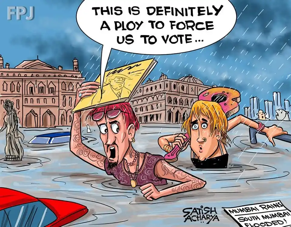 Image from Cartoonist Satish Acharya: South Mumbai flooded! <a class="text-blue-500 hover:underline cursor-p...