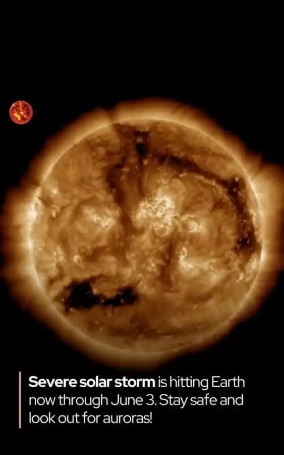 Image from Kalewa News ( En Français)🌏: Urgent: 🚨 Une violente tempête solaire frappe actuellement la Terre –...