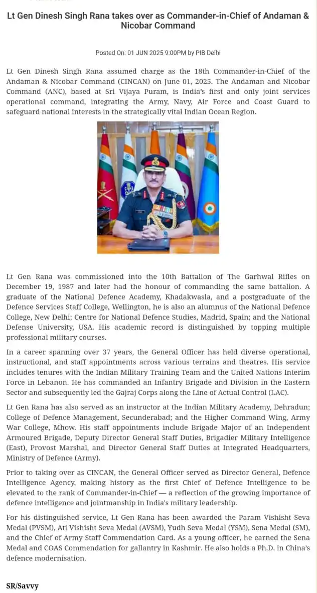 Image from UPSC PIB NEWS UPSC BPSC MPPSC UPPSC CAPF CDS NDA Current Affairs UPSC UPSC UPSC UPSC UPSC UPSC UPSC™: Andaman & Nicobar Command ✅The Andaman and Nicobar Command (ANC) is t...