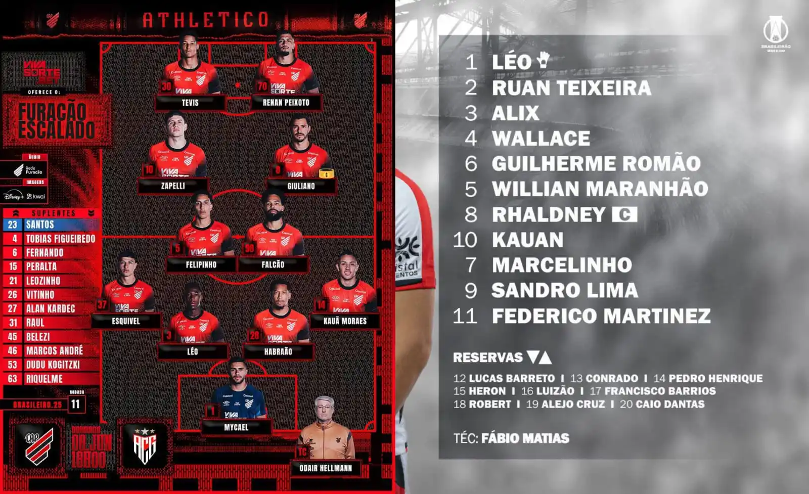 Image from DL esporte: 🇧🇷 Athletico-PR 🆚 Atlético-GO 🇧🇷  🕥 18h00   📺 Nosso Futebol, Di...