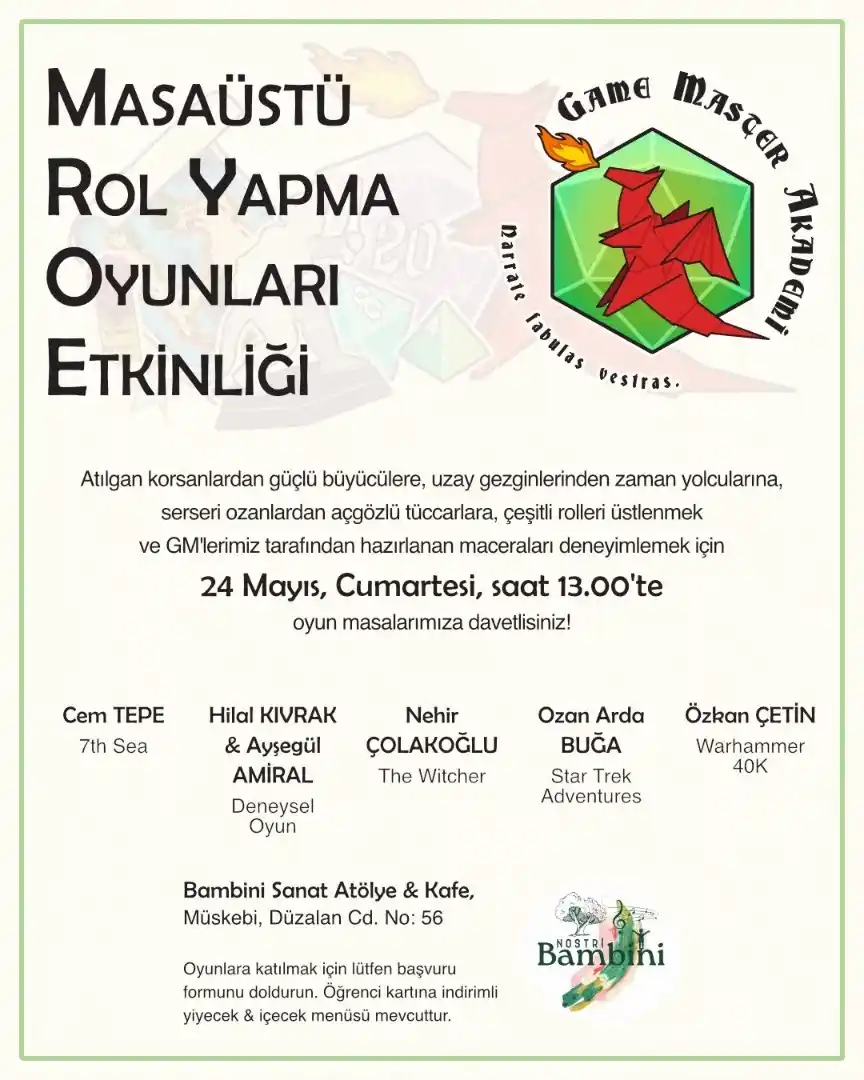 Image from Oyun Sektörü Etkinlikleri (OSE): 🎲 Masaüstü Rol Yapma Oyunları Etkinliği 📆 24 Mayıs 2025 - 1:00 PM (G...