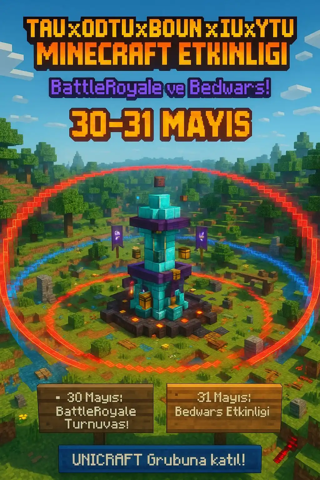 Image from Oyun Sektörü Etkinlikleri (OSE): 🎮 TAÜ x ODTÜ x BOÜN x İÜ x YTÜ x HÜ – Minecraft Etkinliği 🗓 30 - 31 ...