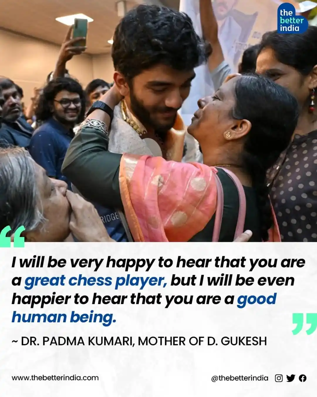 Image from The Better India: D Gukesh made history, defeating World No. 1 Magnus Carlsen at the 202...