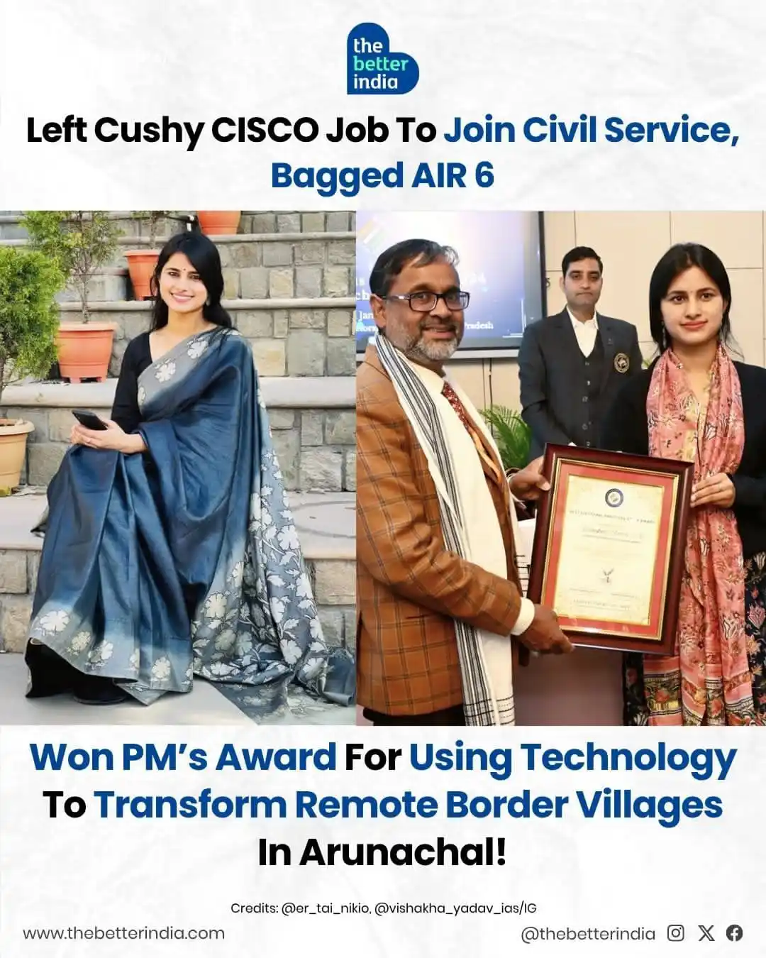 Image from The Better India: She left a cushy job at Cisco. Cracked UPSC with AIR 6. And now? She’s...