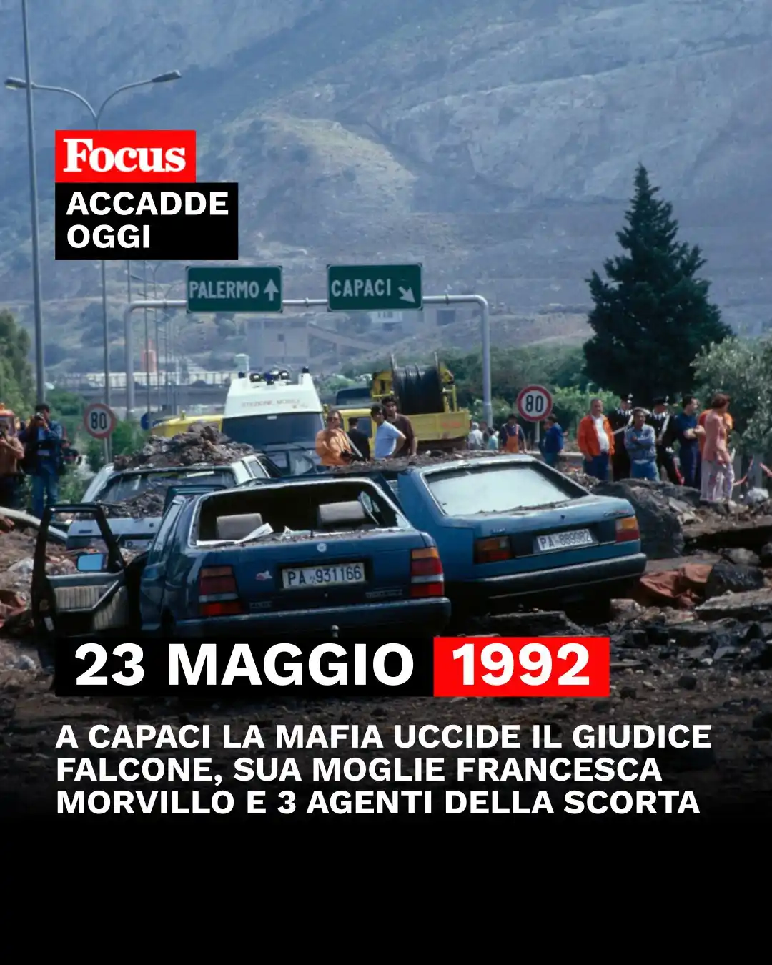 Image from Focus: Alle 17:56, 500 kg di tritolo devastano l’autostrada A29 nei pressi di...