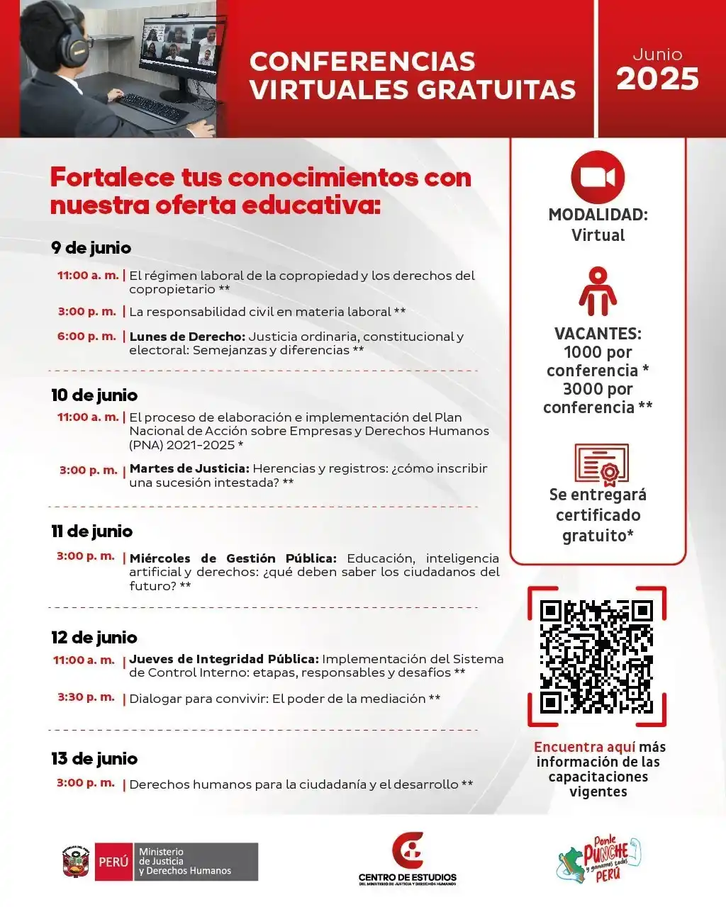 Image from Ministerio de Justicia y Derechos Humanos del Perú: 🖥️ *Conoce la oferta académica virtual que el Centro de Estudios en J...