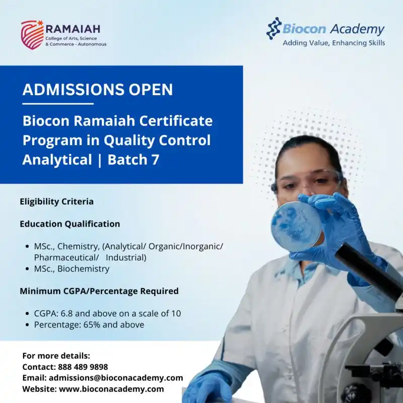 Image from Rasayanika - Latest Chemistry & Pharma Jobs: 🎯 Dreaming of a QC Career in Pharma? Batch 7 Admissions Open for the...