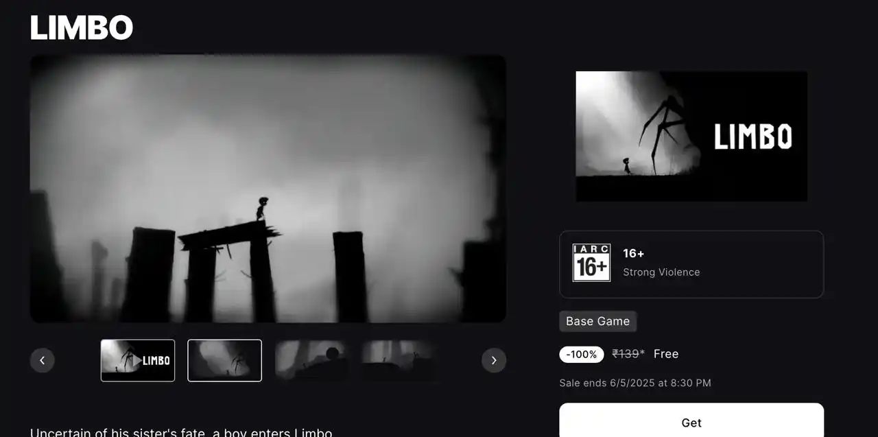 Image from Loot 4 you India: Epic Mobile Game | Free "Limbo" is Free till 6th June https://store...