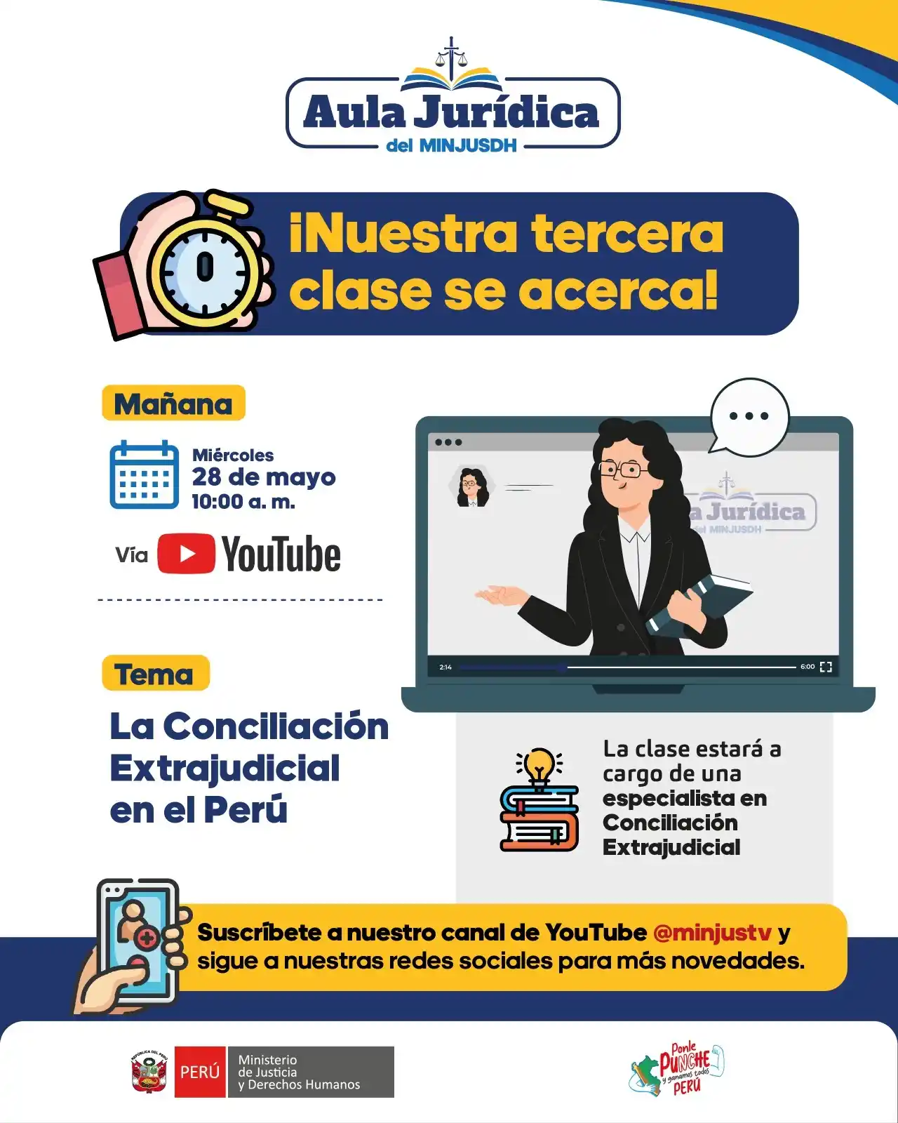 Image from Ministerio de Justicia y Derechos Humanos del Perú: *¡Es tiempo de aprender! 🗓️ La tercera clase del <a class="text-blue-...