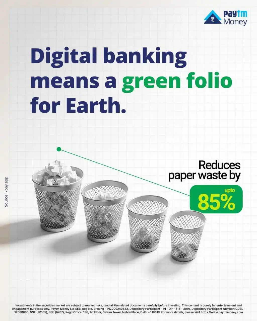 Image from Paytm Money: Less paper, more planet. 🌍📉 Digital banking isn’t just smart—it’s su...