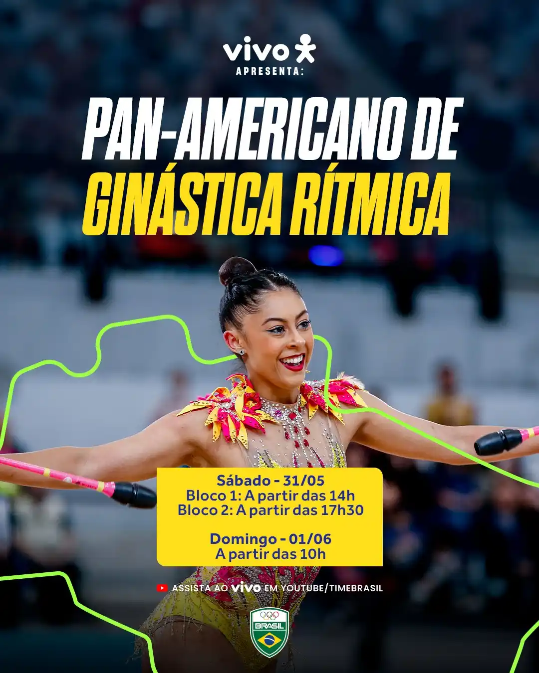 Image from Time Brasil/COB: MUITA GINÁSTICA RÍTMICA PRA VOCÊ! 🤩💚 O Pan-americano de <a class="t...