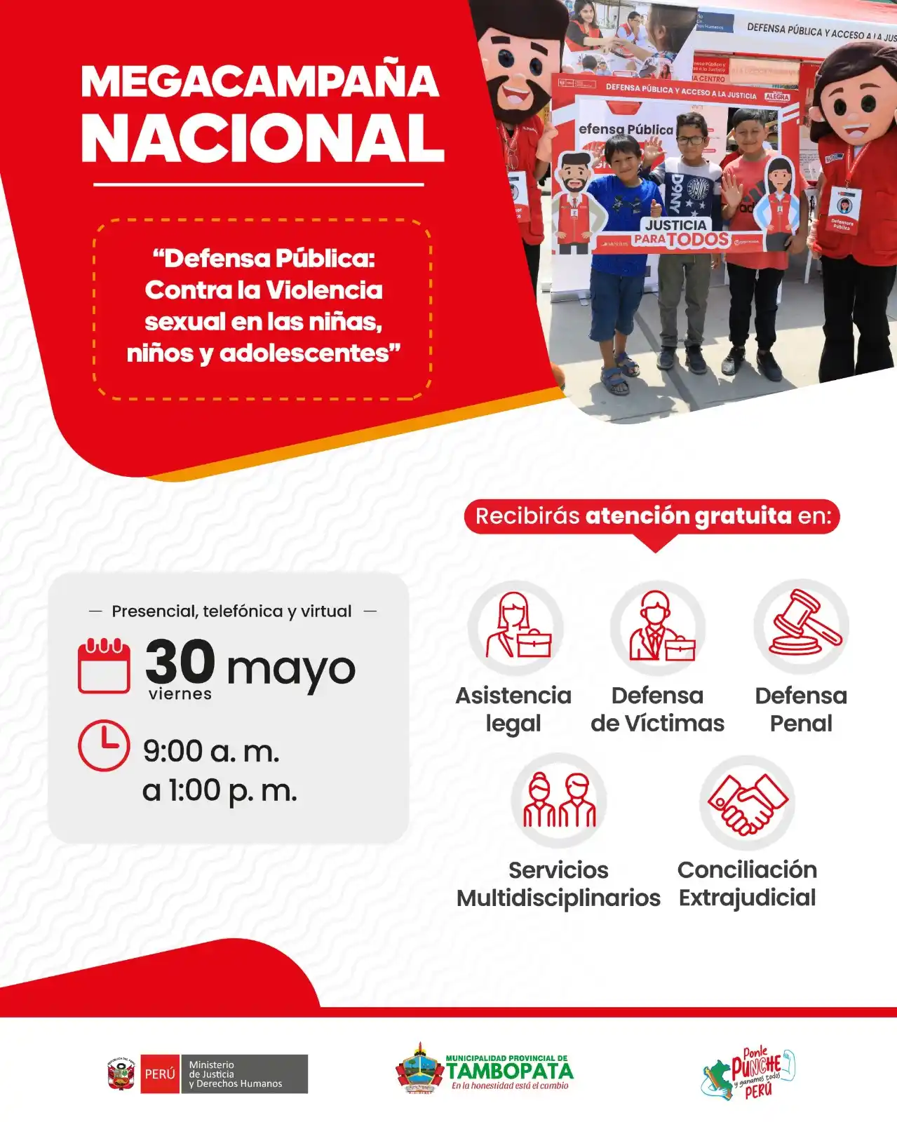 Image from Ministerio de Justicia y Derechos Humanos del Perú: *¿Necesitas asesoría legal? ⚖️ Este viernes 30 de mayo, la <a class="t...
