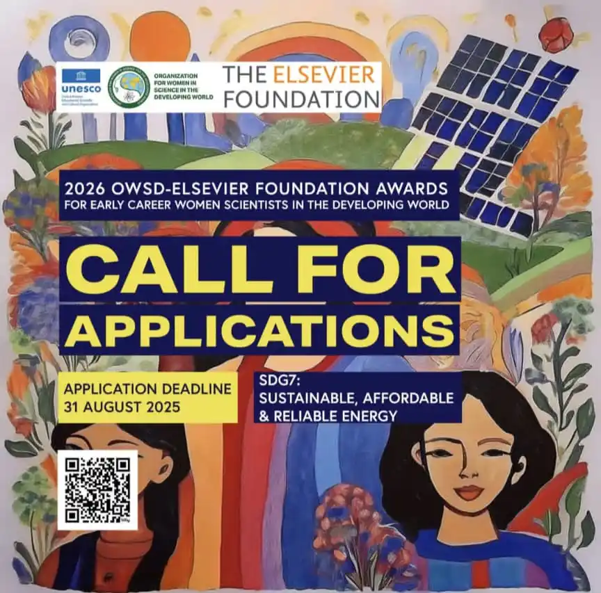 Image from Godfrey Tairo: *📢We are pleased to invite applications now for the 2026 OWSD-Elsevie...