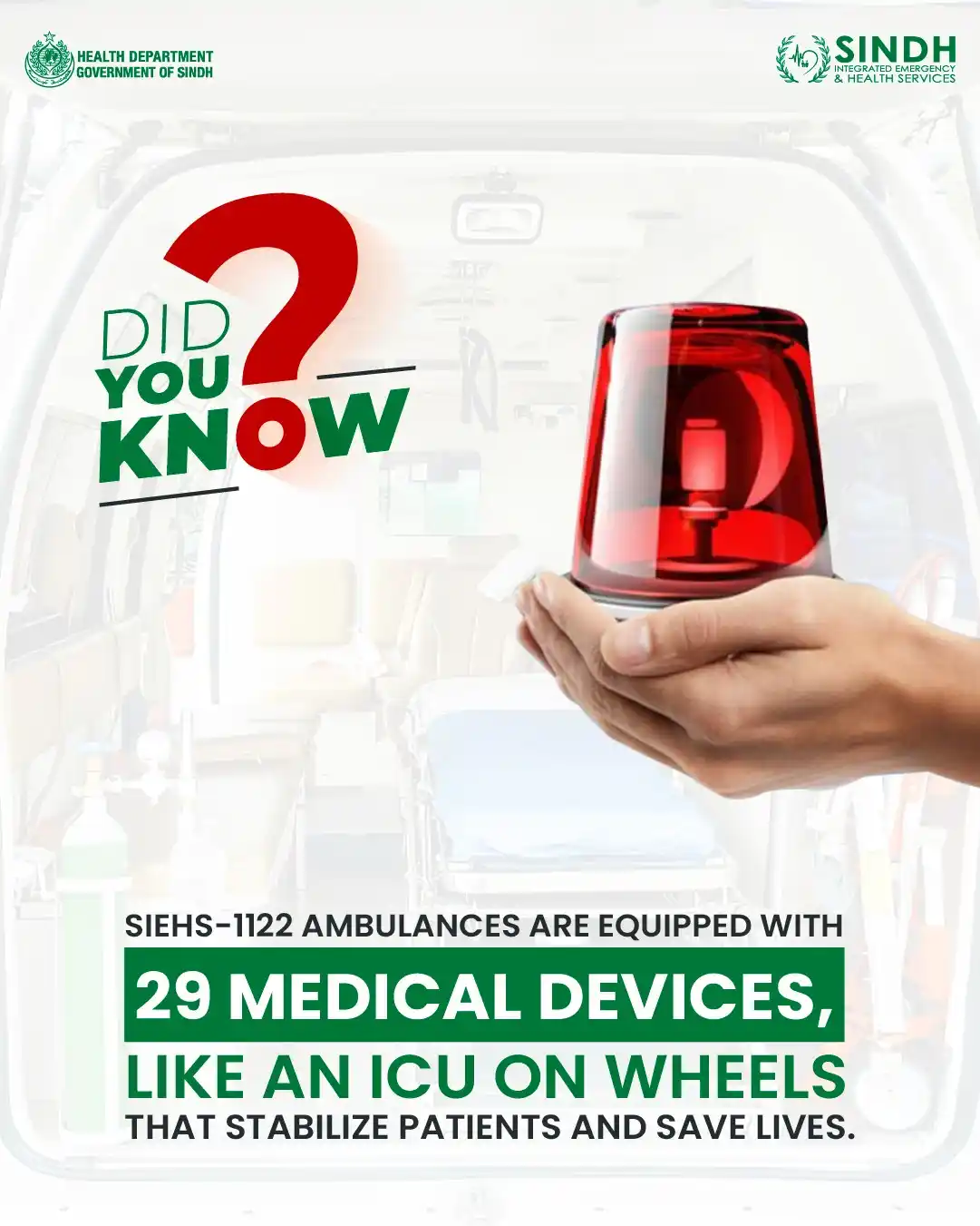 Image from Sindh Integrated Emergency & Health Services (SIEHS): ⏱️ When every second counts, we come prepared. 🚑 29 advanced medical ...