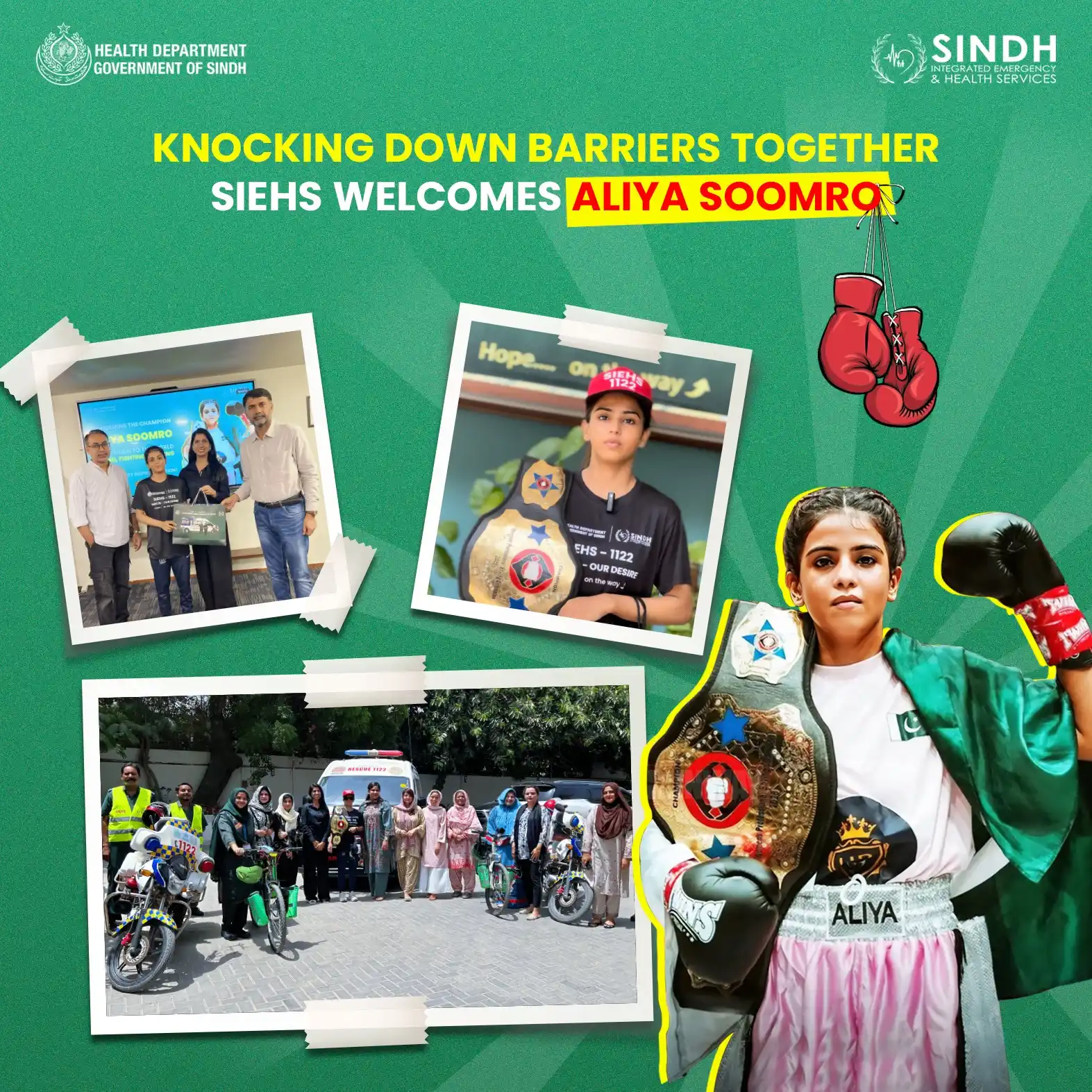Image from Sindh Integrated Emergency & Health Services (SIEHS): When fighters of life and health unite: SIEHS hosts emerging star Aliy...