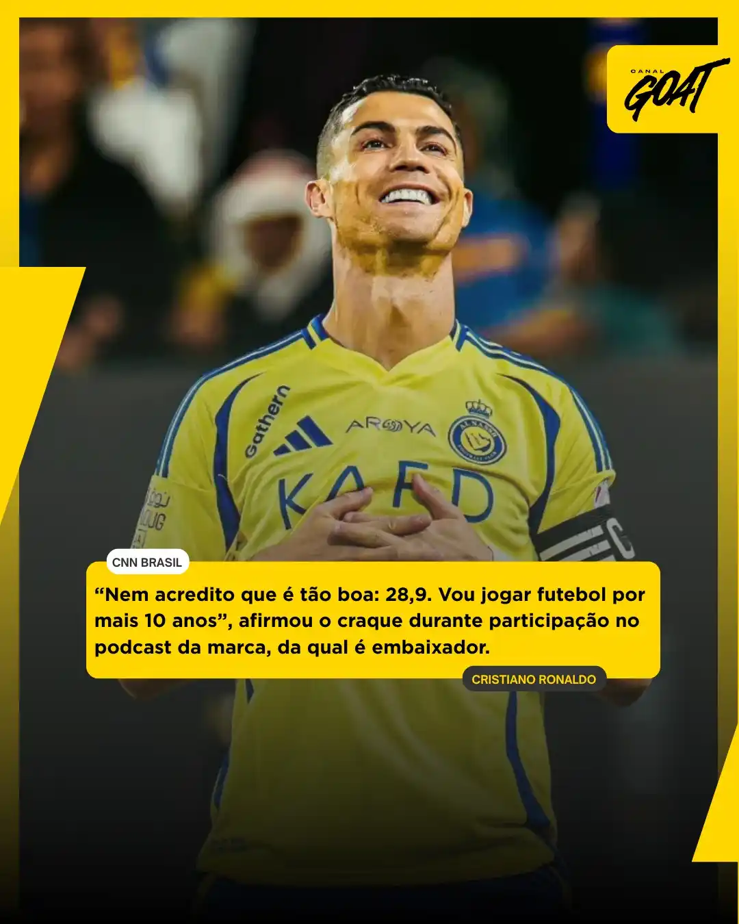 Image from Canal GOAT: 28.9 de idade biológica e gás pra mais 10 anos de bola 🐐🔥  <a class=...