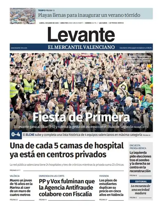 Image from Levante_EMV: ☕ *¡Buenos días! Es día 2, primer lunes de junio, y aquí tienes nuestr...