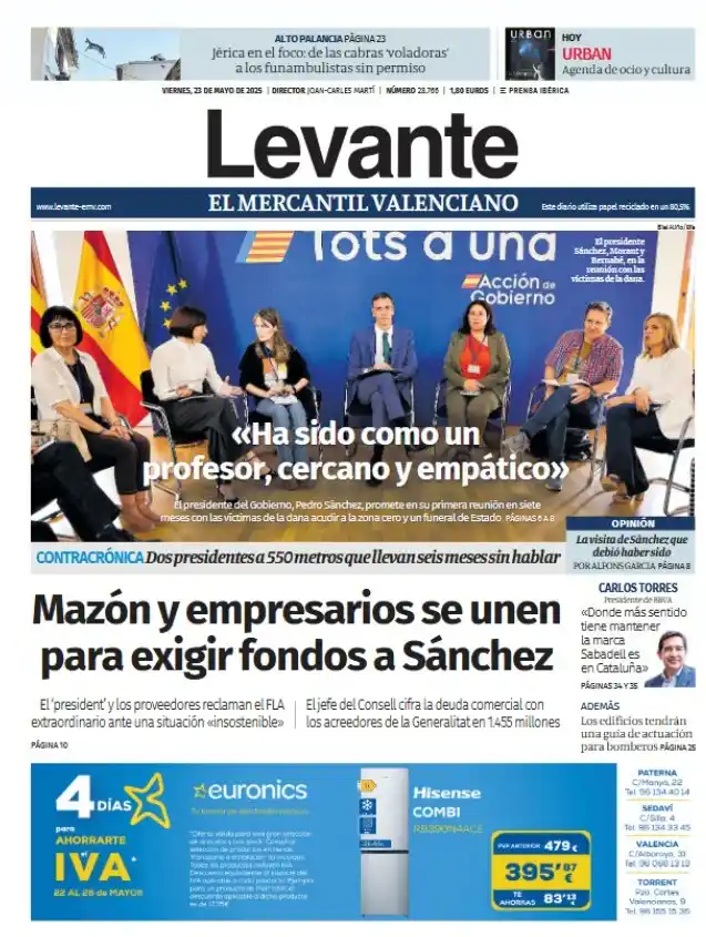 Image from Levante_EMV: 👋🏻 *¡Buenos días! Esta es nuestra portada de hoy, 23 de mayo.* 📝 L...