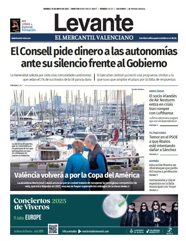 Image from Levante_EMV: 🗞️¡Buenos días! Esta es nuestra portada de hoy, viernes 16 de mayo. ...
