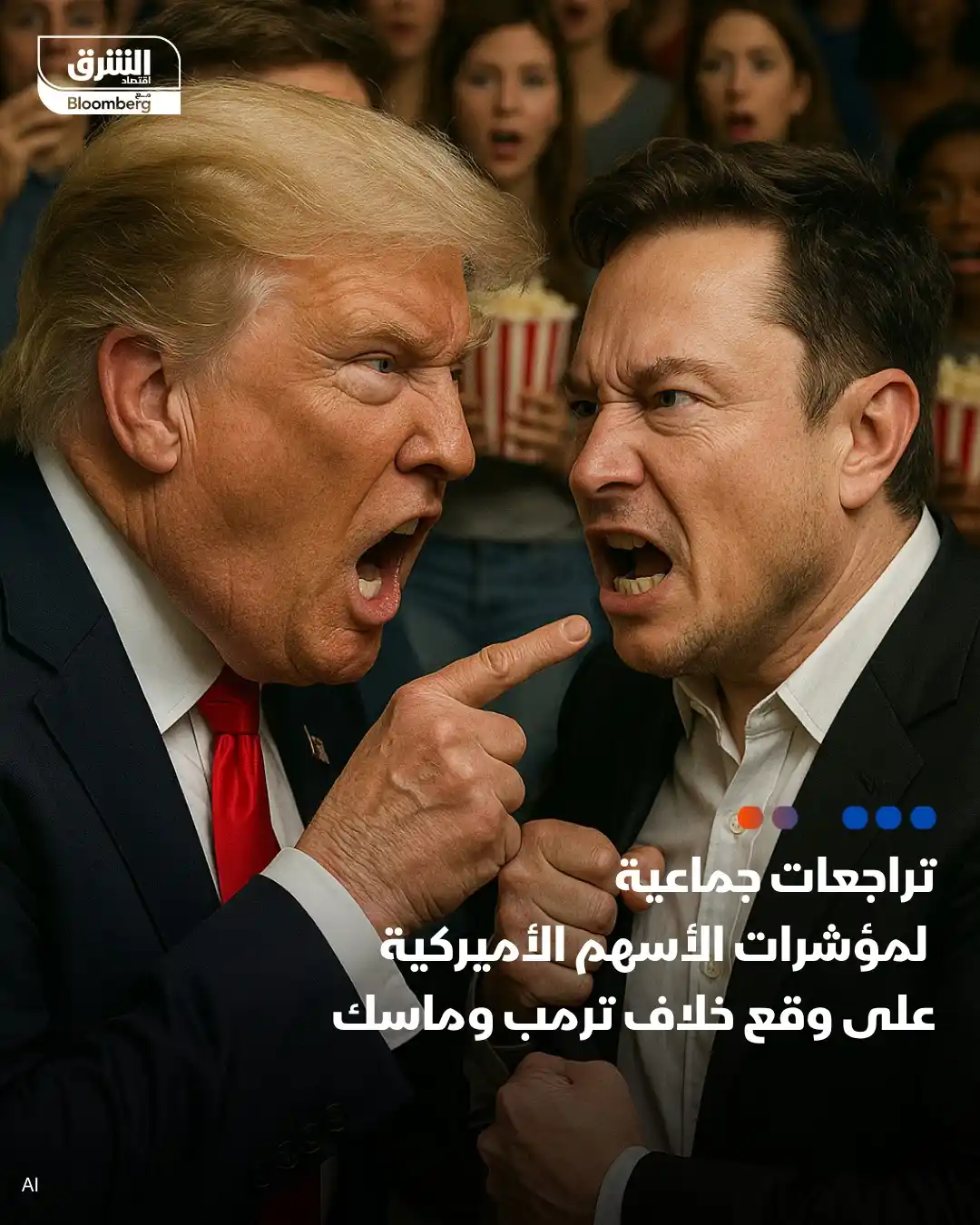 Image from اقتصاد الشرق مع بلومبرغ - مصر: - ضغطت الخلافات العلنية بين دونالد ترمب وإيلون ماسك على مؤشرات الأسهم ...